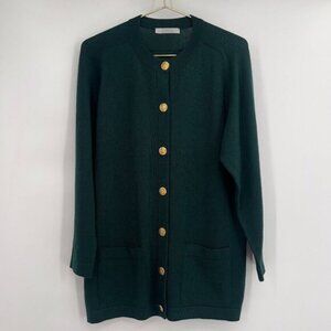 HAWICO 100% Extra fine Merino Wool Green Cardigan Sweater Women's Size S